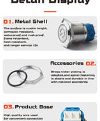19MM LED Metal Button Switch Stainless Steel 1NO1NC Momentary Latching High Head Lamp Waterproof Button 12V 24V 220V