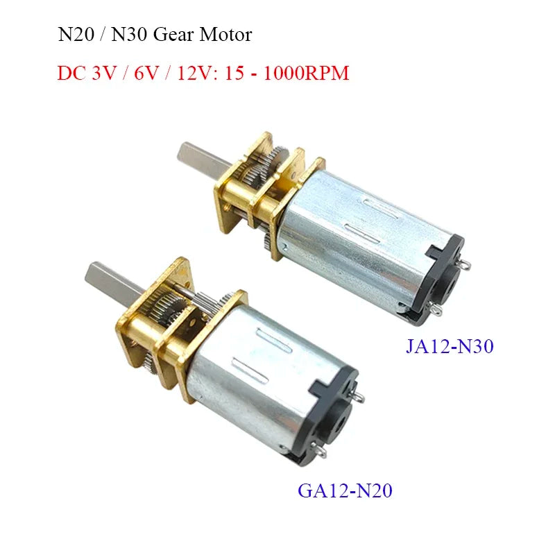 DC 3V/6V/12V N20 N30 Mini Metal Gear Motor Straight Output Shaft 15-1000RPM Slow Speed High Torque Worm All Metal Gearbox Motor