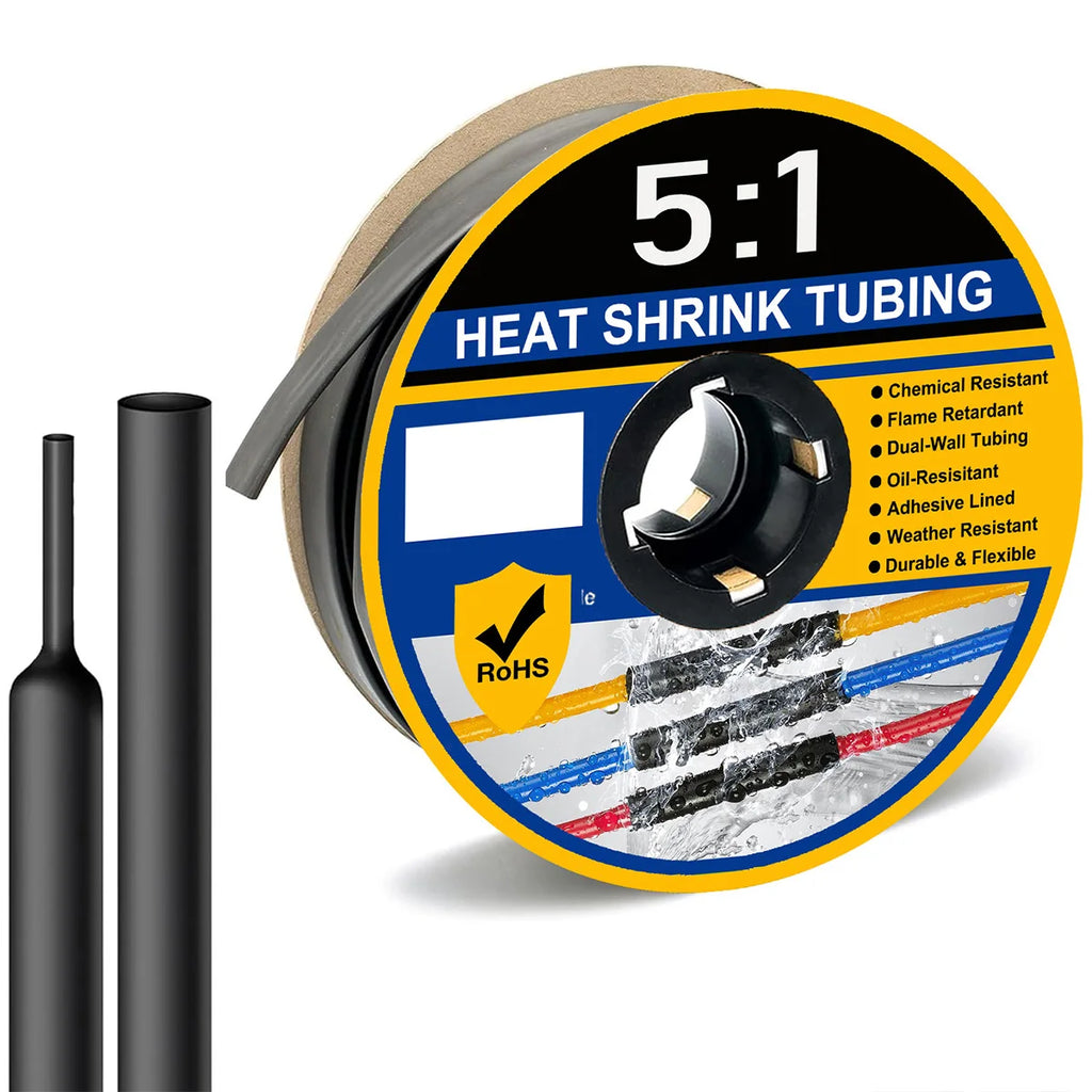 Φ4mm-Φ32mm Heat Shrink Tubing 5:1 Ratio Dual Wall Adhesive Lined Shrinkable Wire Wrap Tube Waterproof Industrial Marine Grade
