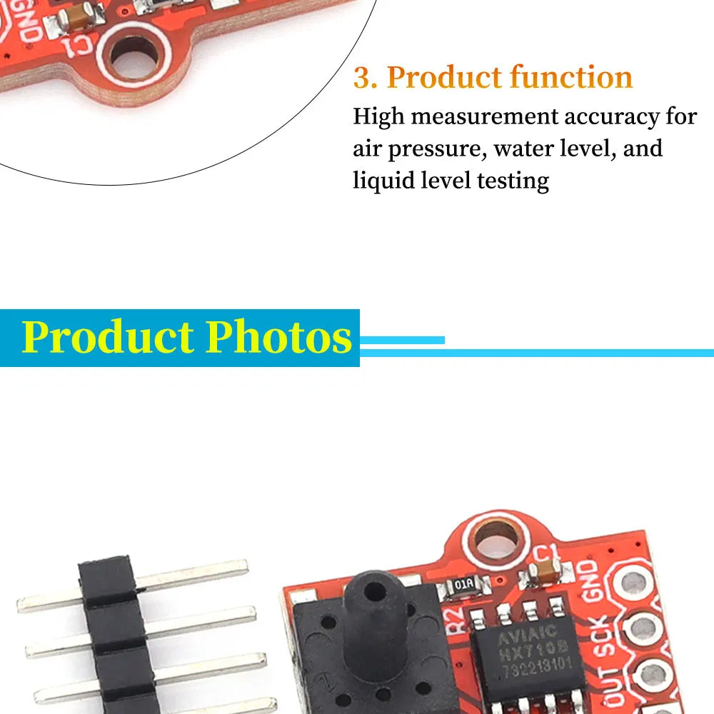 1/5/10Pcs HX710B Barometric Pressure Sensor Module 0-40KPa Water Level pressure sensor Controller Board for Arduino DC3.3-5V