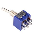 5Pcs Miniature Lever Toggle Switch Single Pole Double Throw ON-OFF-ON /ON-ON 120VAC 6A 1/4 Inch Mounting MTS-102 103 202