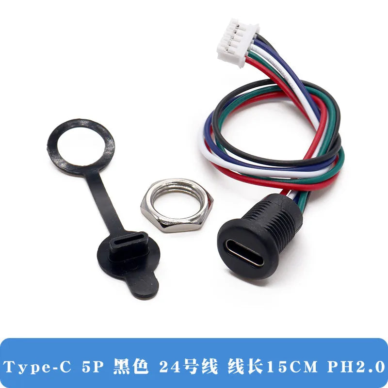 1pcs TYPE-C with line Direct pressure type waterproof base With cable data charging port /USB/ connector/power base  2P/4P/5P