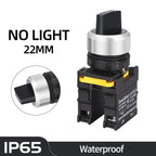 Selector Switch 22mm 2NO/1NO1NC 2/3 Position Self Locking Momentary Button Start Stop Waterproof Push Button Rotary Switch 10A