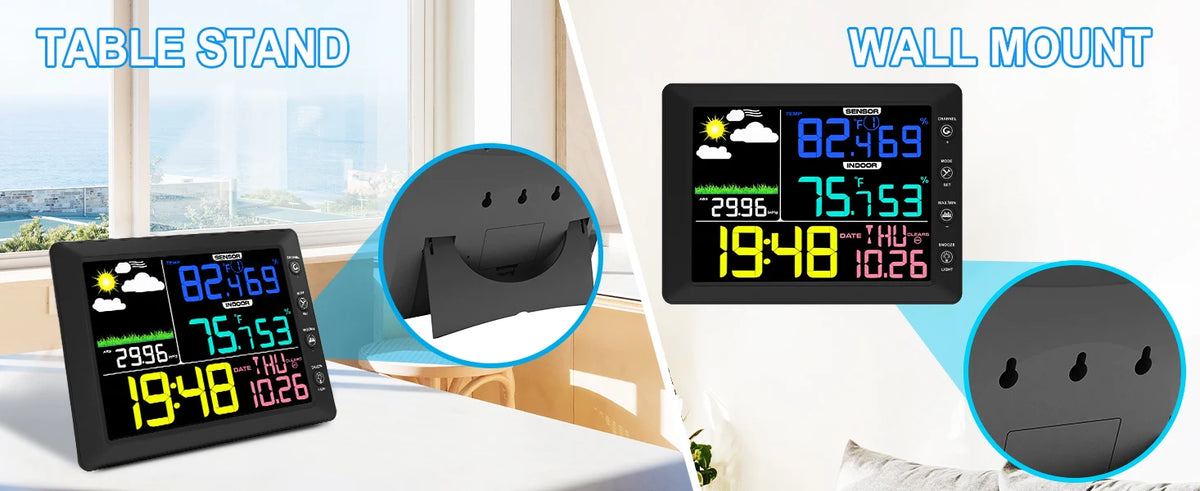 2025 Digital Thermometer Wireless Weather Station with 8.3'' Color Touchscreen 3-in-1 Thermo-hygrometer Sensor Dew Point Monitor