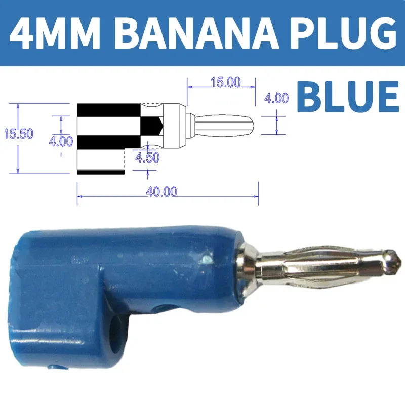 4mm 90 Degree Stackable Banana Plug, Solderless Side Entry Connector for Multimeter Test Leads, Audio Equipment and Power Supply