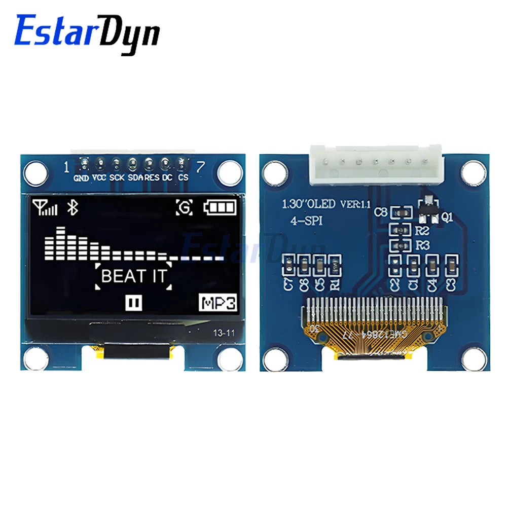 1.3 inch OLED RoHS Module 2.54mm Connecting Terminals SPI/IIC I2C Communicate White/Blue Color 128X64 1.3" OLED
