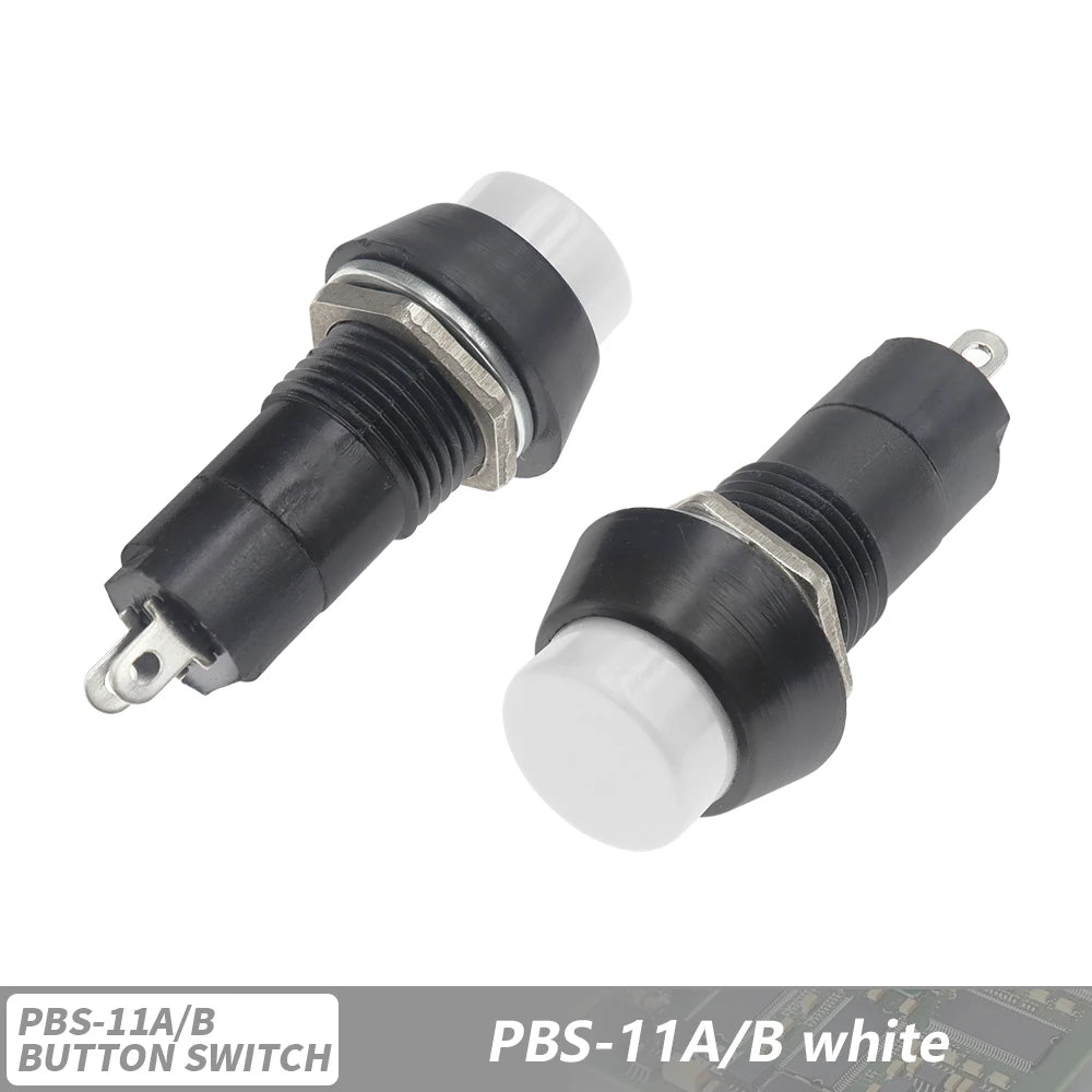 10PCS PBS-11A 12mm self-locking Plastic Push Button Switch Latching Switchs 1A 250V AC 2PIN PBS-11B