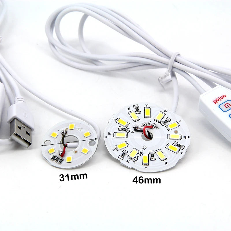 Warm White DC 5V 3W USB LED Lights 2835 Chip Single Color Reading Night Light Desk Book Tablet Lamp with Cable Dimmable