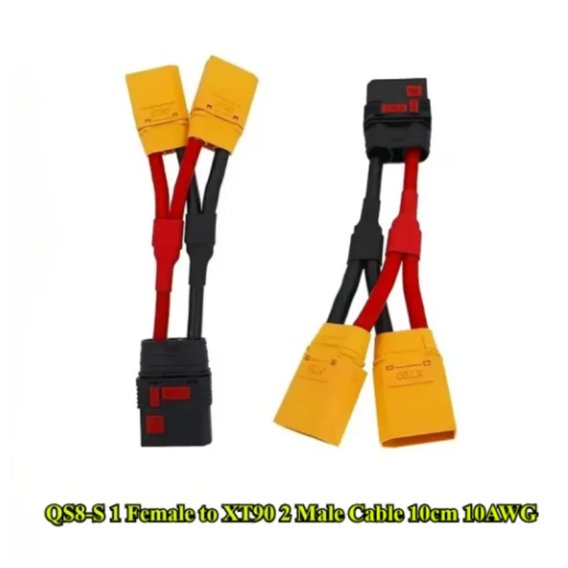 1/2Pcs QS8‑S Anti‑Spark Female To Dual XT90 Male Y‑Cable 10AWG 10cm Silicone Wire for RC Lipo Battery Charger DIY