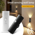 Rechargeable Motion Sensor LED Night Light Double Head Magnetic 3 Color Wall Lamp USB Charging for Closet Stairs Hallway Kitchen