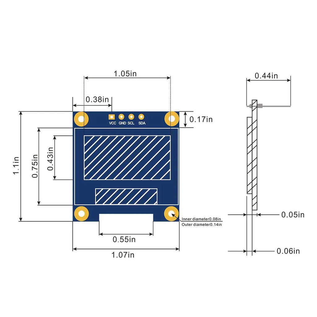 128x64 OLED Display Screen Module 0.96" I2C IIC SSD1306 Driver Board 4 Pin Serial Chip for Arduino ESP32