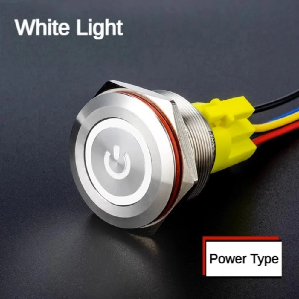 25MM30MM Metal Push Button Switches Power Symbol Waterproof LED Indicator Momentary Latching Start Stop Power On Off Switch