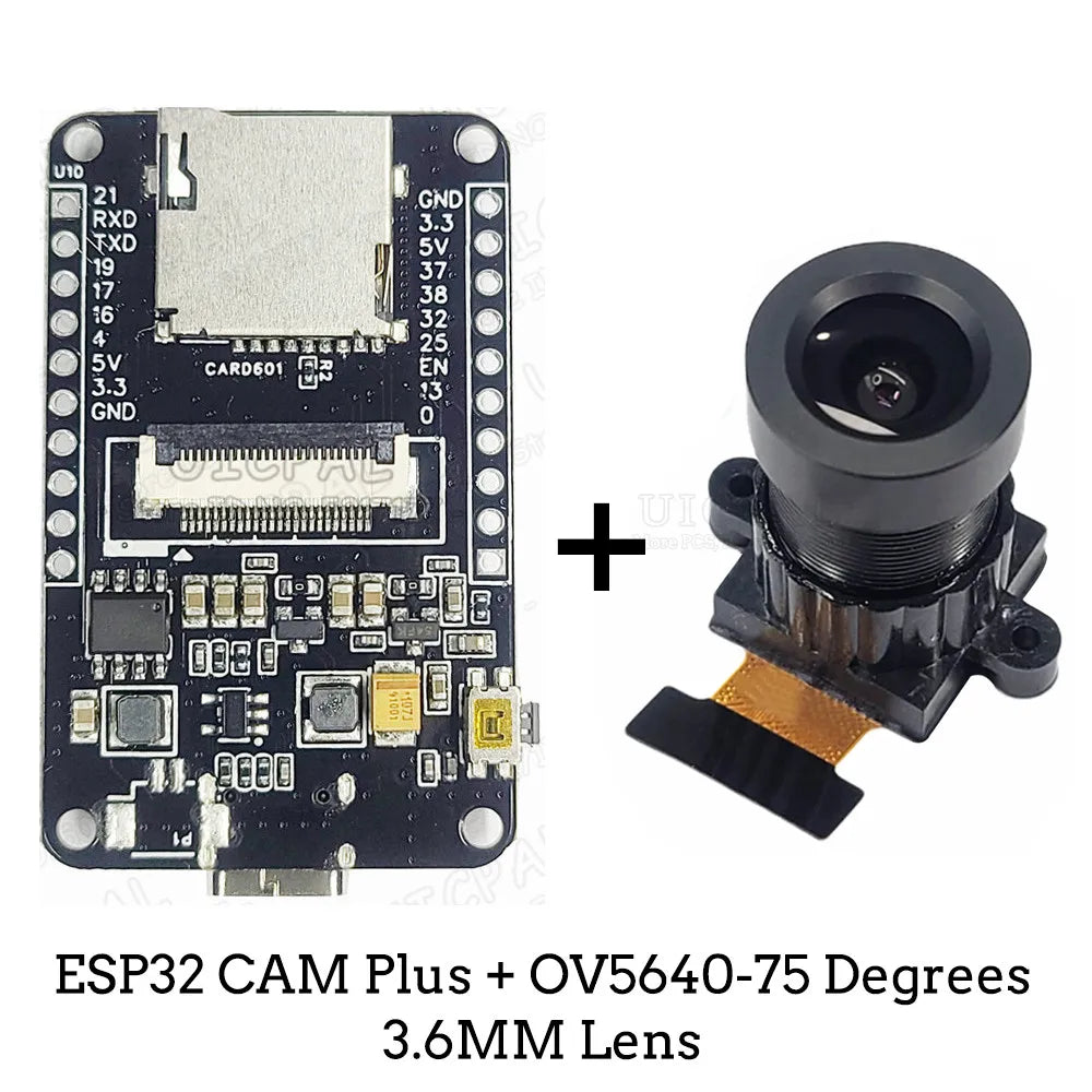 OV5640 ESP32 CAM Camera Module Kit 2.4 GHz WiFi and Bluetooth Develop Board Type C 8MB PSRAM HD 5MP Auto Focus 66 120 160 Degree