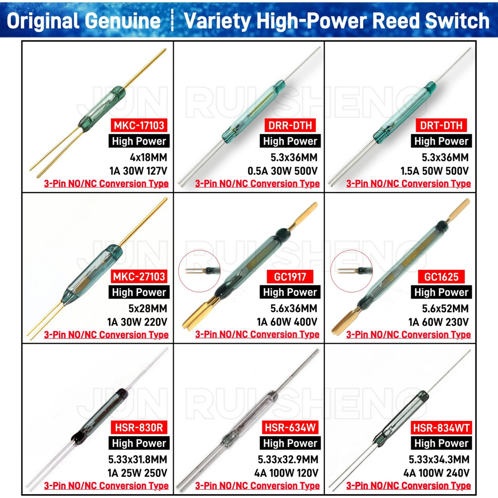 High Power SPDT Reed Switch 3 Pin 120V 127V 220V 230V 250V 400V 500V Voltage Normally Open/Closed NO/NC Magnetic Contact Sensor