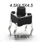 50PCS 4.5X4.5MM 4Pin DIP H=3.5/3.8/4.0/4.3~12mm 12V Tiny Button Tact Switch 260GF Momentary Tactical Push Button Parts Repair