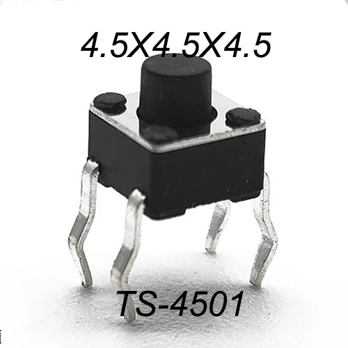 50PCS 4.5X4.5MM 4Pin DIP H=3.5/3.8/4.0/4.3~12mm 12V Tiny Button Tact Switch 260GF Momentary Tactical Push Button Parts Repair