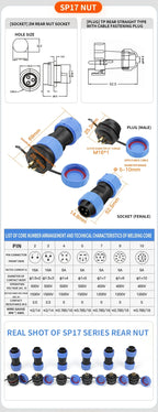 SP13 Waterproof Aviation Connector IP68 Panel Mount Cable Plug Socket 2 3 4 5 6 7 9 Pin Circular Connector Back Nut Set