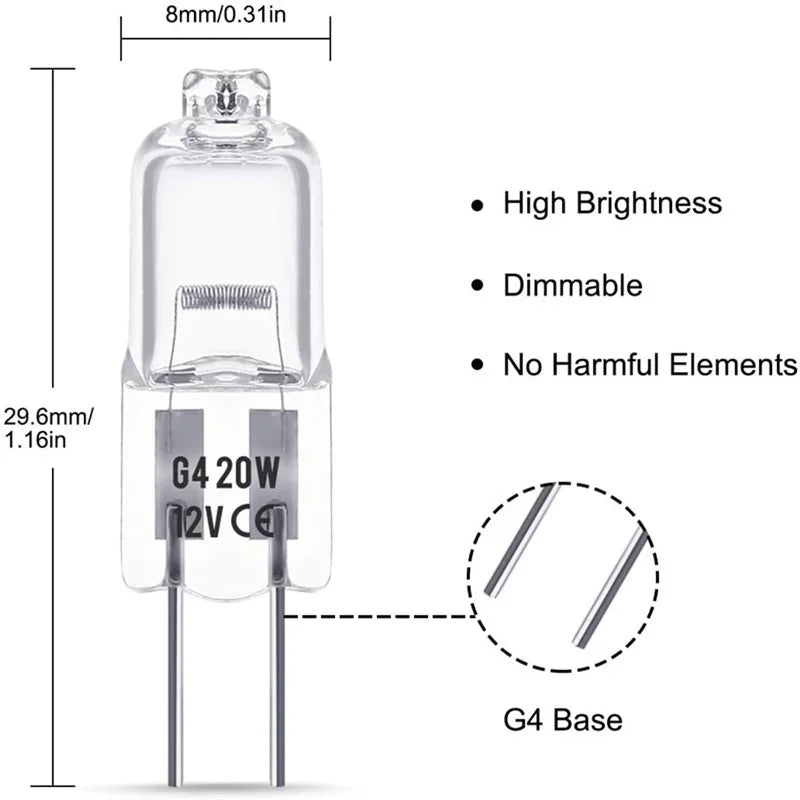 5/10/20/50PCS G4 12V 10W 20W LED Lamp Bulbs Inserted Beads Crystal Lamp Halogen Bulb Eco Halogen Light Bulbs Capsule