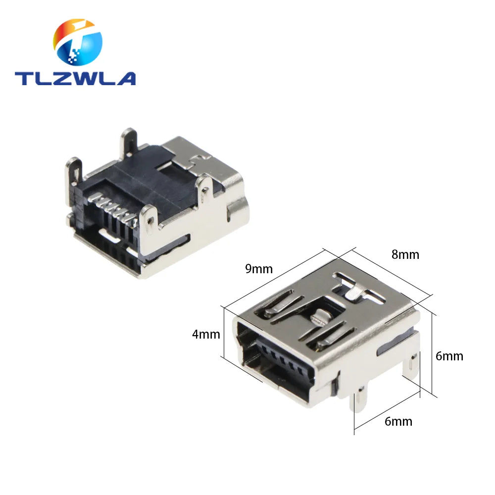 10PCS Mini USB Type B 5Pin Female Socket Right Angle Sinking plate DIP Jack Connector Plug-in