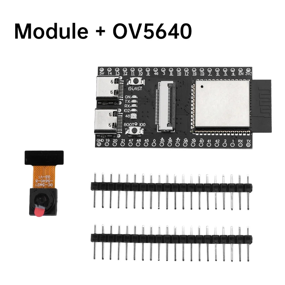 ESP32-S3 CAM Wi-Fi and Bluetooth Development Board, ESP32-S3-WROOM-1 N16R8 Module, OV2640/OV5640/OV3660 Camera, Dual Type-C Port