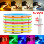 5V Motion Sensor Nigth Light COB Led Strip USB Battery Power 3mm 5mm 8mm PCB 320 LEDs Flex Lamp for Under Cabinet Kitchen Stairs
