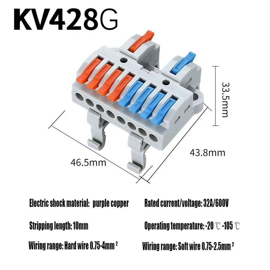 5/10 PCS Universal Wiring Cable Connectors Push-in Can Combined Butt Home Terminal Block Multiple In Multiple Out with Fixing