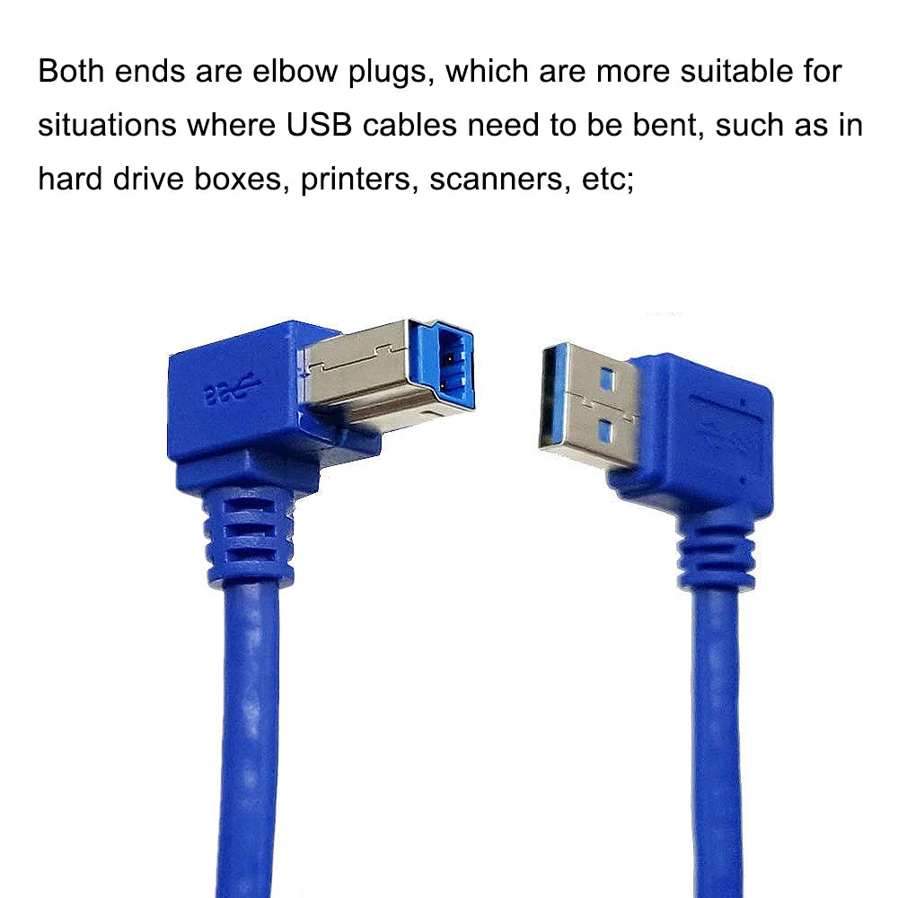 1pcs 90 Degree Angled USB 3.0 A Male AM to USB 3.0 B Type Male BM USB3.0 Cable For Printer Scanner HDD