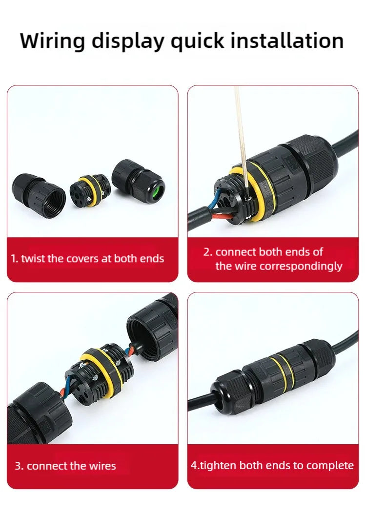 IP68 Waterproof Joint Wire Quick Connection Connector 2 3 4 Pin Solderless LED Lamp Electric Wiring Outdoor Rainproof Terminal