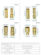 2.0mm 3.0mm 3.5mm 4.0mm 5.5mm 6.0mm 8.0MM Gold Bullet Banana Connector plug for ESC Lipo RC battery Plugs