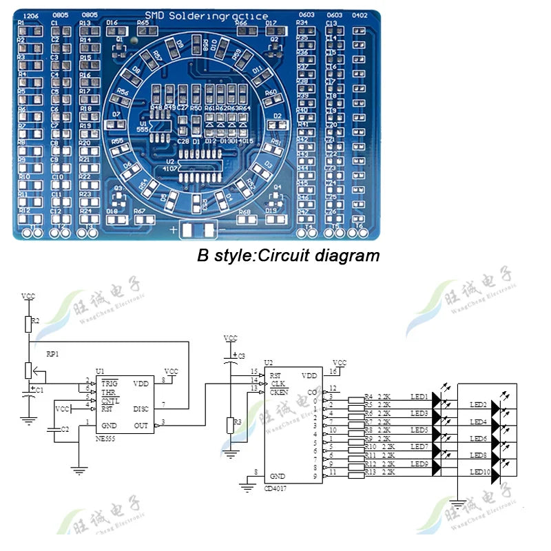 Soldering Practice Board SMD Circuit Board LED Electronic SMT Component DIY PCB Kit Project Tools Practice Soldering Skills