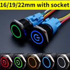 16/19/22mm Black Push Button Switch Waterproof Illuminated Metal Momentary Latching Fixed On Off Power Switch Backlit LED 3V 12V