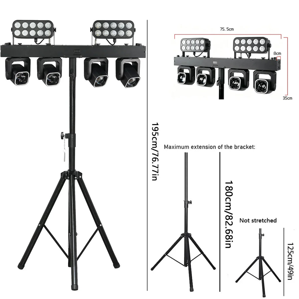 260W 4in1 RGBW LED Beam Wash Light Kit Set Tripod Stand Remote Control DMX512 For Disco DJ Wedding Party Club