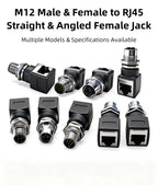 BYXGD M12 X-Code 8Pin A-Code D-Code 4Pin to RJ45 Panel Mount Adapter IP67 Waterproof Ethernet Connector Straight Angled Type