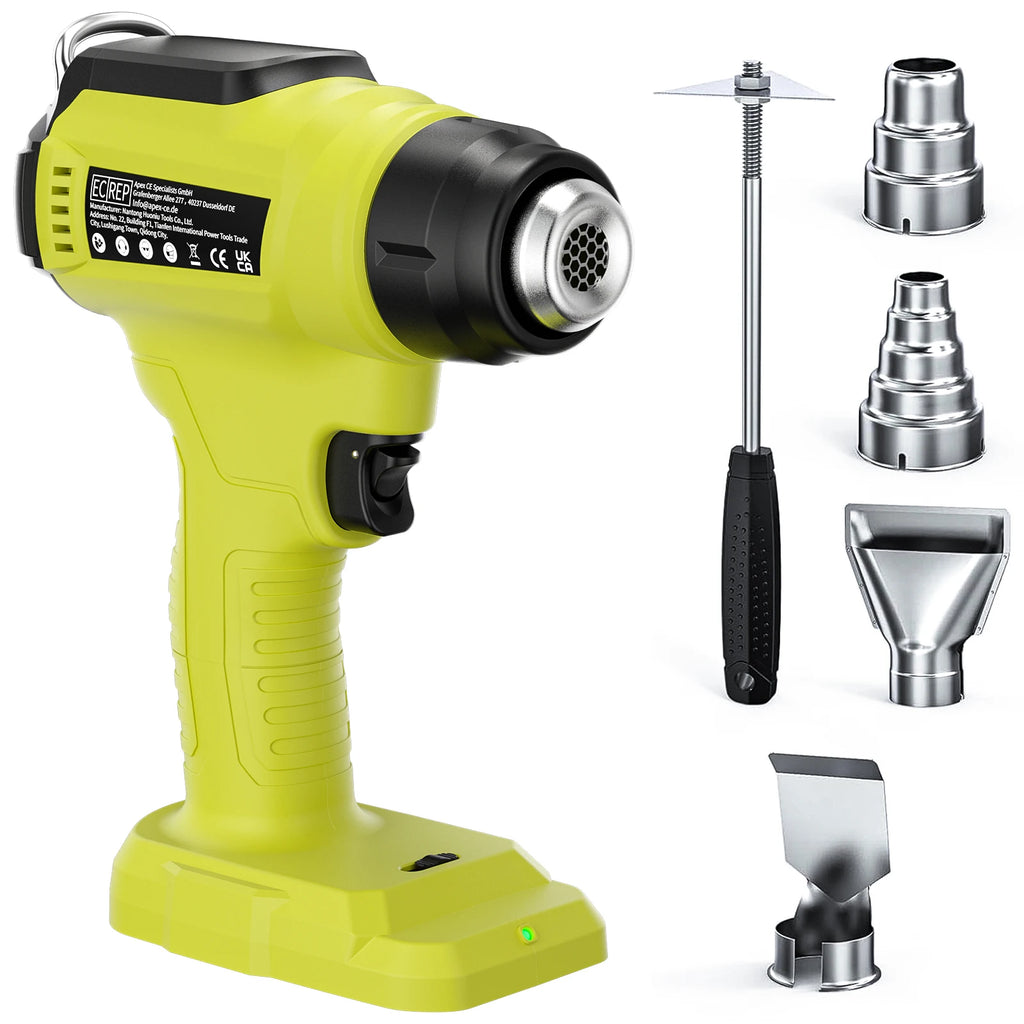 Cordless Heat Gun For Ryobi 18V Battery Electric Handheld Hot Air Gun With Nozzles For DIY Stripping Paint Shrinking Power Tool