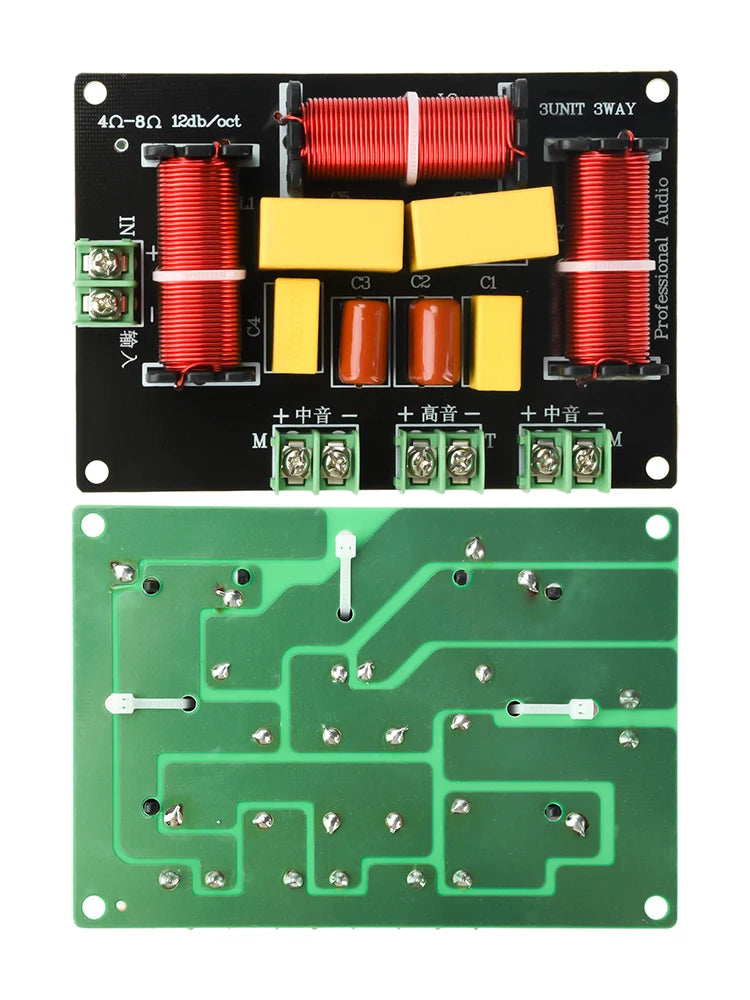 200W Crossover 3 Way Home Theater Treble Bass Audio Sound Speaker Amplifier Frequency Divider Filter 3 Way Crossover