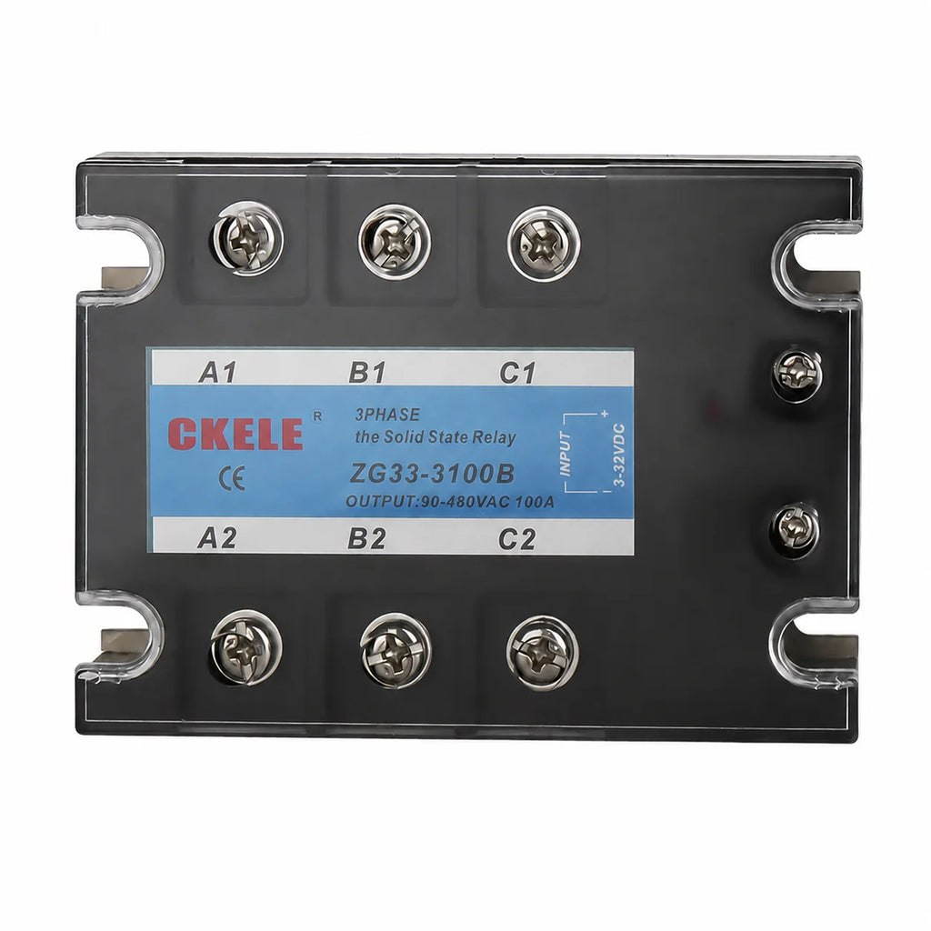 CKELE ZG33 3 Phase Solid State Relay SSR 10A 25A 40A 50A 60A 80A 100A 120A DC 3-32V Control AC 90-480V 380VAC