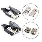 10pcs Type A USB interface (Male/Female), equipped with a black plastic cover, used for computer peripherals and port adapters.