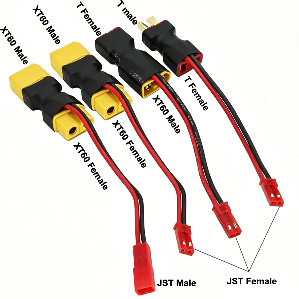 1/5/10Pcs XT60 XT T Plug Male Female to JST Female / Male In-line Power Adapter Connector for RC Battery Lipo Model Accessory