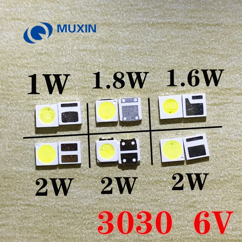 100pcs 3030 Backlight High Power LED DOUBLE CHIPS 1w 1.5W 2w 3V-3.6V 6v lextar JUFEI AOT Cool white PT30A66 TV