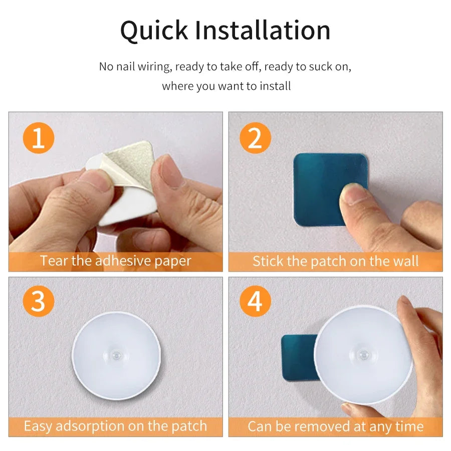 1/2/4pcs Rechargeable Motion Sensor LED Night Light Wall Decoration Bedroom Night Lamp Kitchen Cabinet Lights Child Nightlight
