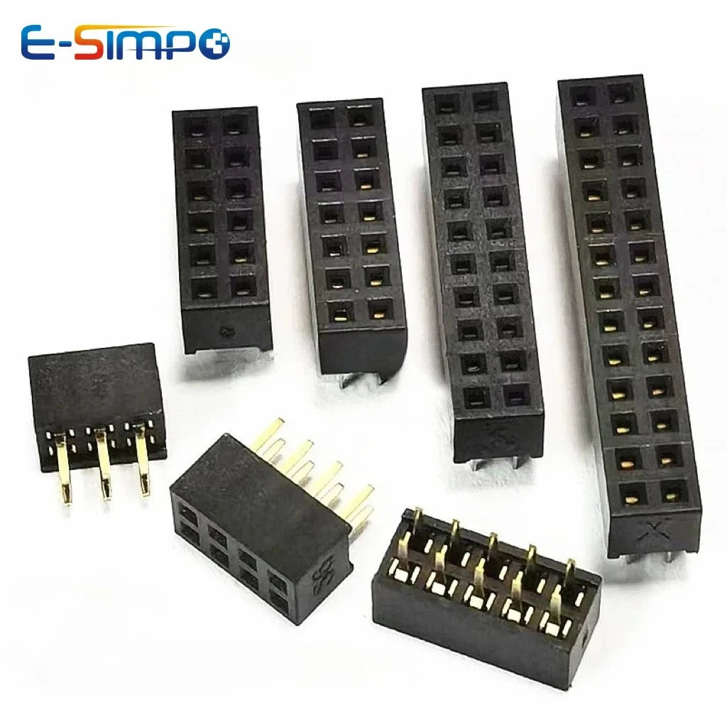 20PCS 2.0mm Double Row Straight Female 2-40P Pin Header Socket Connector 2x2/3/4/5/6/7/8/9/10/12/14/15/20/25/28/30Pin PH=4.3MM