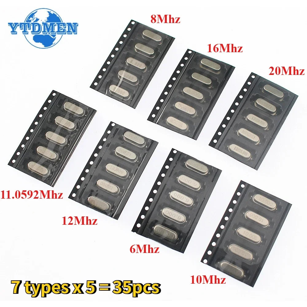 35-200pcs Crystal Oscillator Electronic Kit HC-49S DIP/SMD Ceramic Quartz Resonator Hc-49 Set 4Mhz 6Mhz 8Mhz 12Mhz 16Mhz 20Mhz
