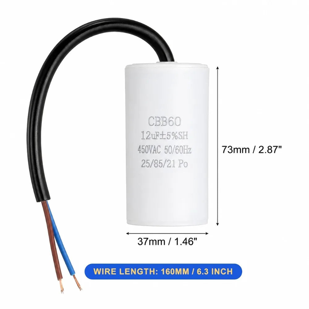 Durable 450V CBB60 Capacitor 50/60Hz 3UF-100UF Start Capacitor Round Motor Run Capacitor