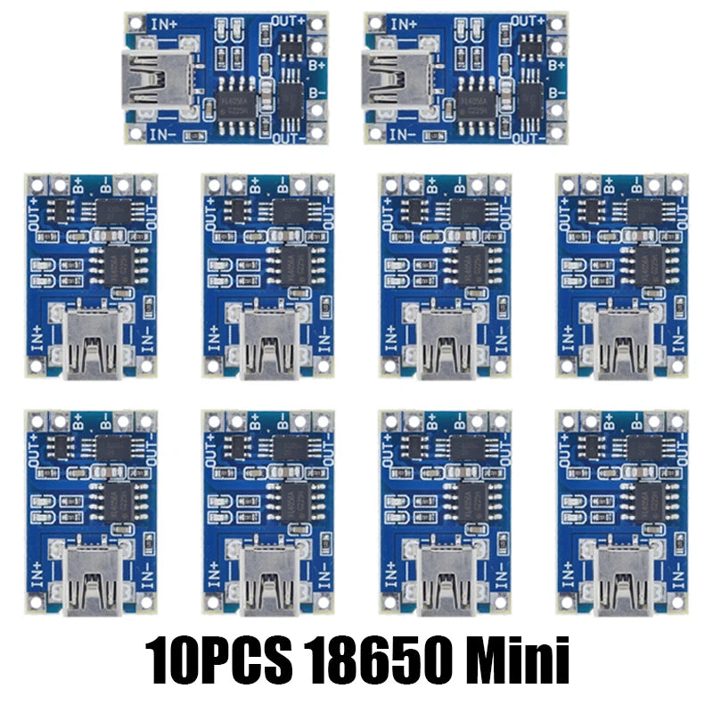 10PCS Micro/TYPE-C/MINI USB 5V 1A 18650 TP4056 Lithium Battery Charger Module Charging Board With Protection Dual Functions XCW