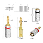 Musical Sound 24K Gold Plated Speaker Plugs Audio Banana Connector for Speaker Wire Open Screw Type Hifi Banana Plugs