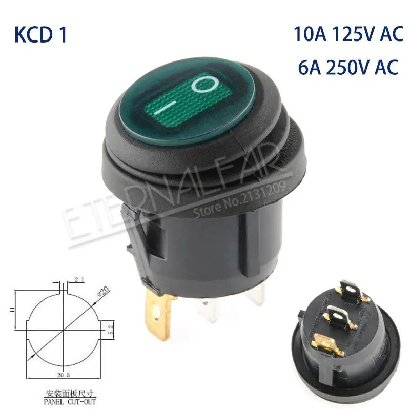 KCD1 KCD2 KCD4 KCD6 On Off 10A 16A 20A 125V 250V AC Heavy Duty DPST Sealed Waterproof Auto Boat Marine Toggle Rocker Switch with
