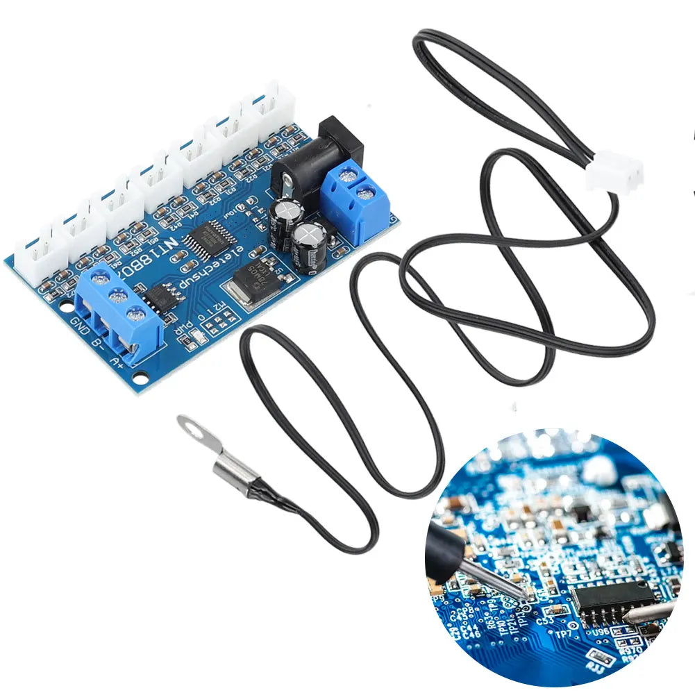 RS485 NTC Thermistor Temperature Sensor Module -20℃ To +125℃ 7-Channel Modbus Rtu Remote Acquisition Monitoring Module for PLC