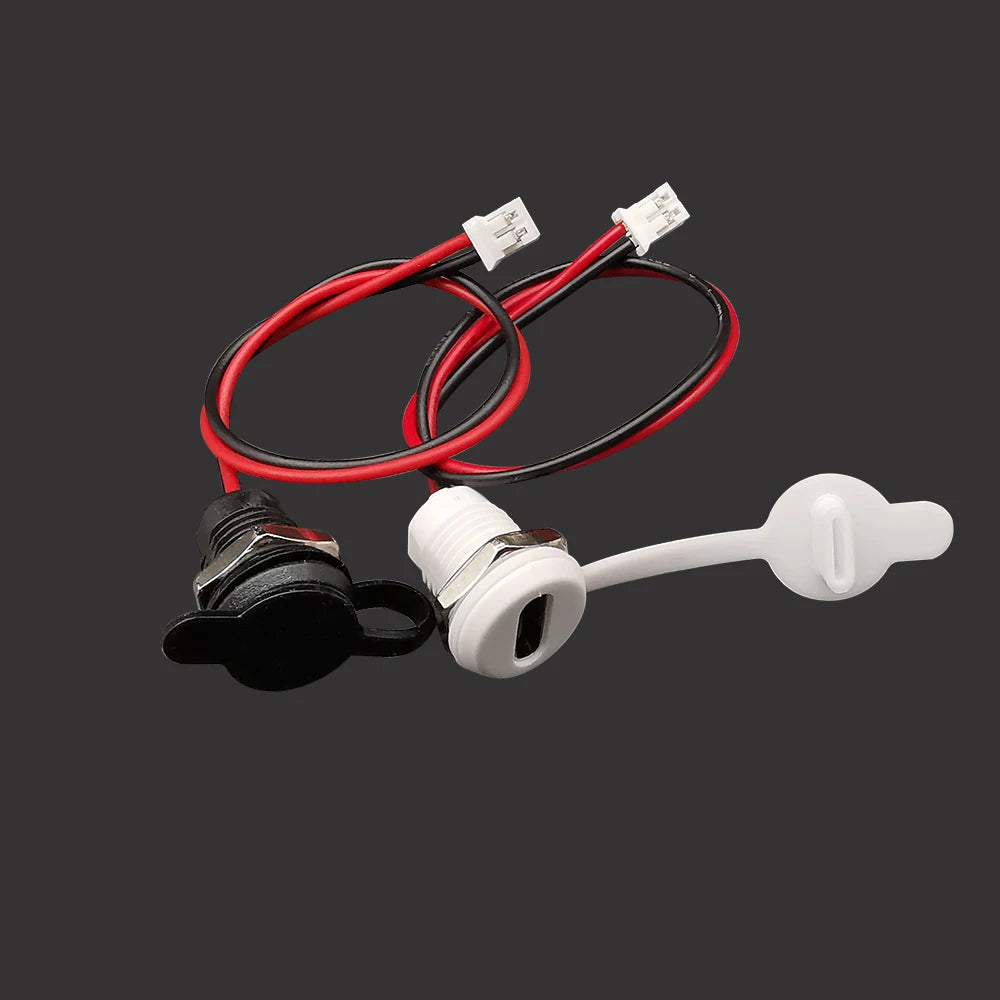 USB Type C 2 Pin Waterproof Female Socket to JST PH 2.0mm 2 Pin Plugs Wire Cable Connector USB-C DIY Charging Port With Nut