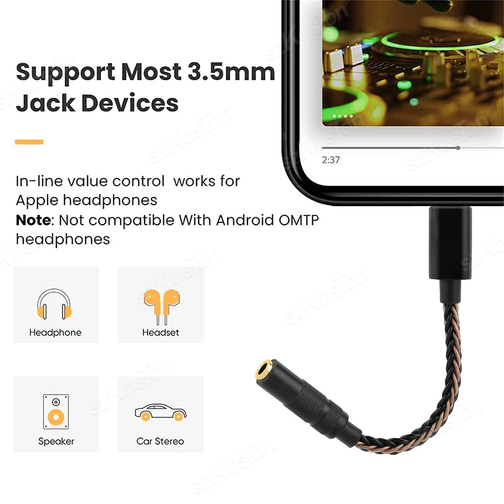 HiFi Audio Adapter Cable for Lightning to 3.5mm Headphone Amplifier Original C100 Chip DAC Audio Decoder for iPhone 14/13/12/11