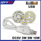 USB 3W 5W 10W DC5V 5730 2835 SMD LED Light Board LED Chip White Warm Light with On/Off Switch Cable Light Source Light Board